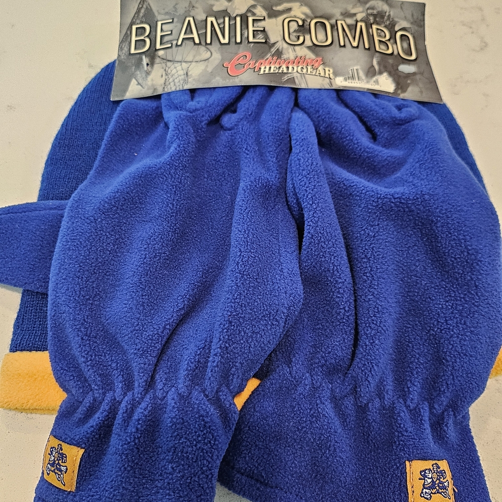 Blue and Yellow Westview Beanie and Scarf Set - Picture 2 of 2